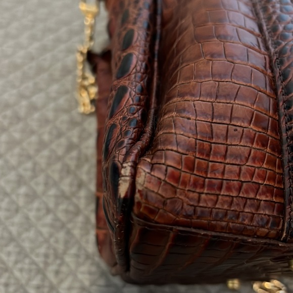 Brahmin satchel crocodile embossed brown leather large EUC Price Is Firm - Picture 10 of 13